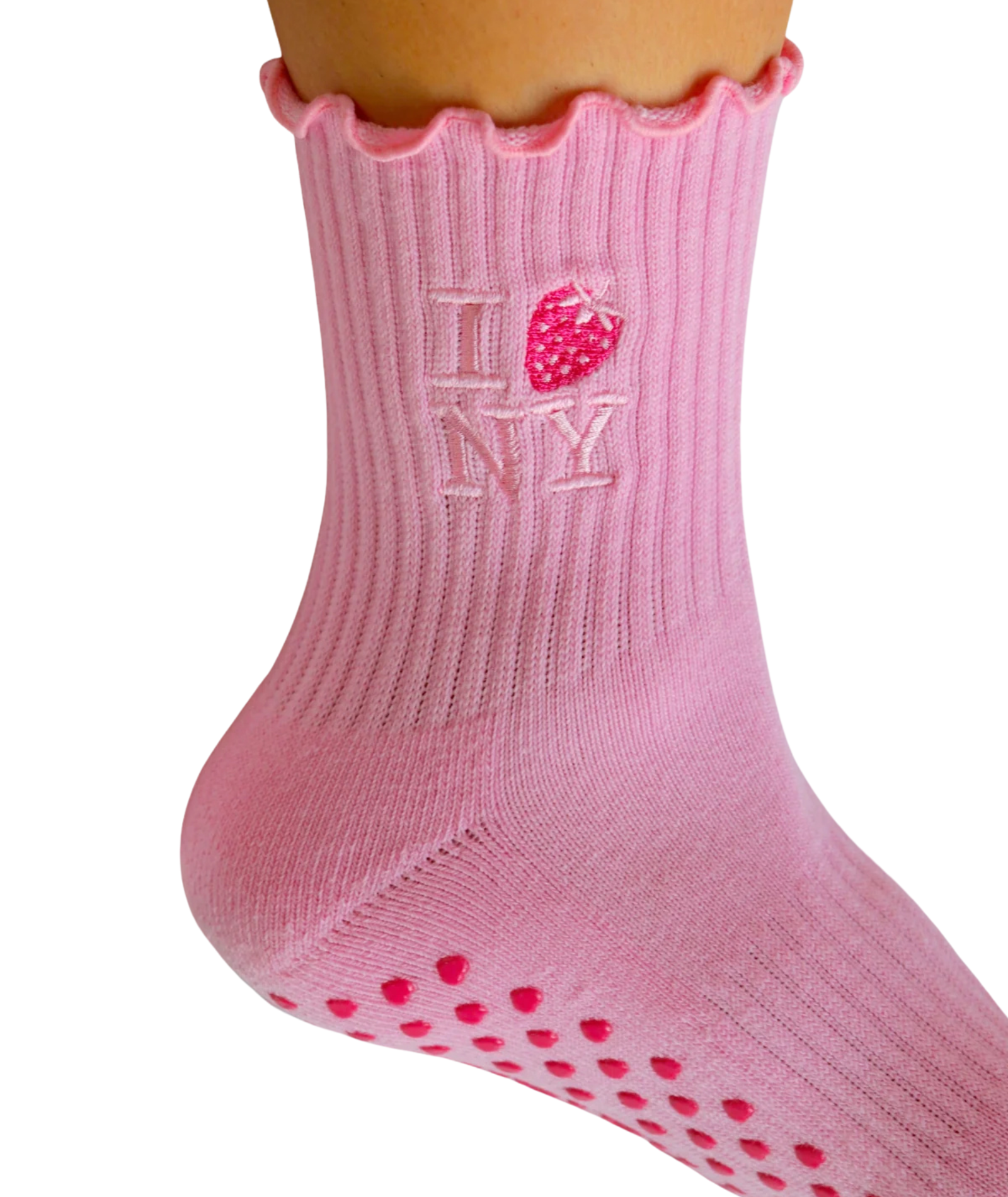 Colorful Natalie NY Strawberry Grip Socks Accessories Frankie&#39;s Exclusives Pink