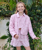 Love Shack Fancy Tween Norinda Jacket Spiced Camellia Girls Casual Tops Love Shack Fancy