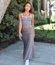 Katie J NYC Girls Anastasia Satin Maxi Skirt Espresso Floral