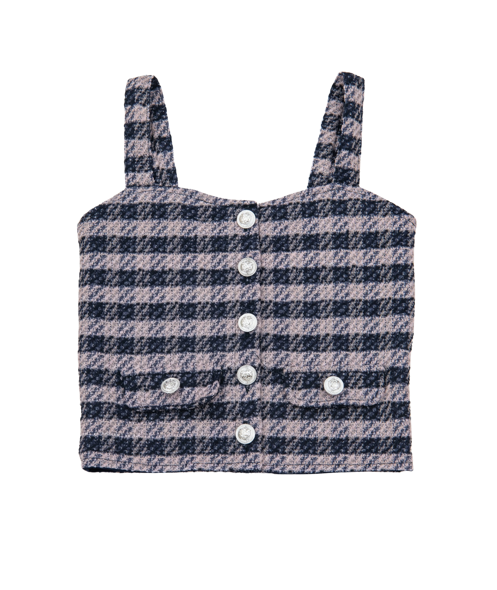 FBZ Girls Freddie Blue Houndstooth Tweed Tank Girls Casual Bottoms FBZ Flowers By Zoe Multi Y/S (7/8)