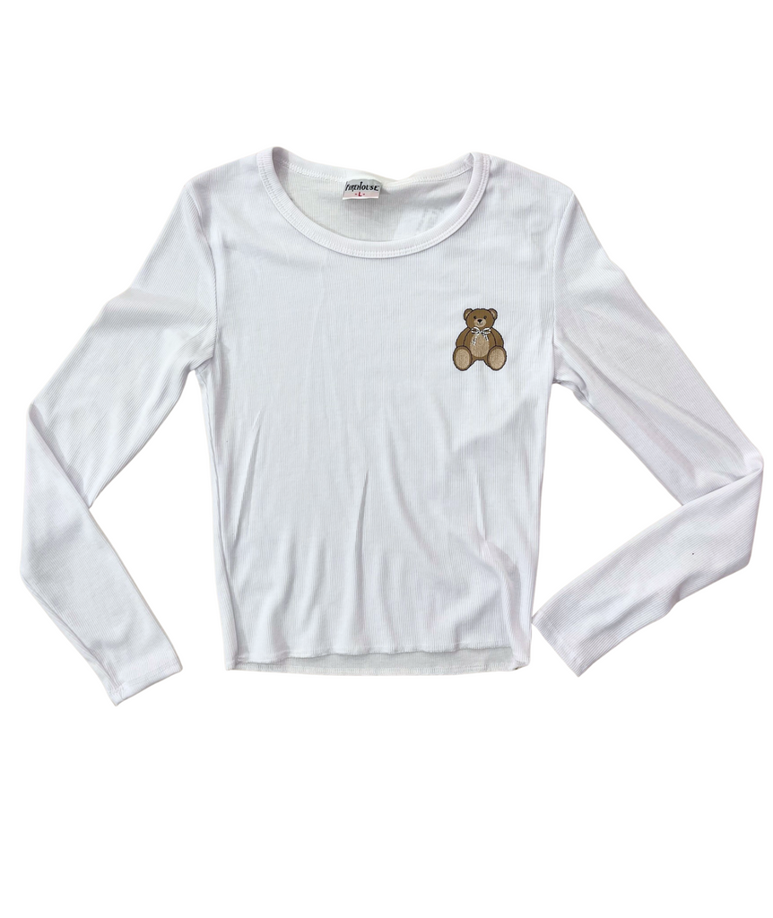 Firehouse Girls Tiny Teddy Long Sleeve Rib Tee Girls Casual Tops Firehouse