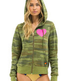 Aviator Nation Women Heart 2 Zip Hoodie Camo/Neon Pink Womens Casual Tops Aviator Nation Camo Juniors/Women XS