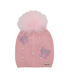 Bari Lynn Crystal Bow Winter Hat Accessories Bari Lynn Pink One Size Fits Most (Y/7-Y/14)