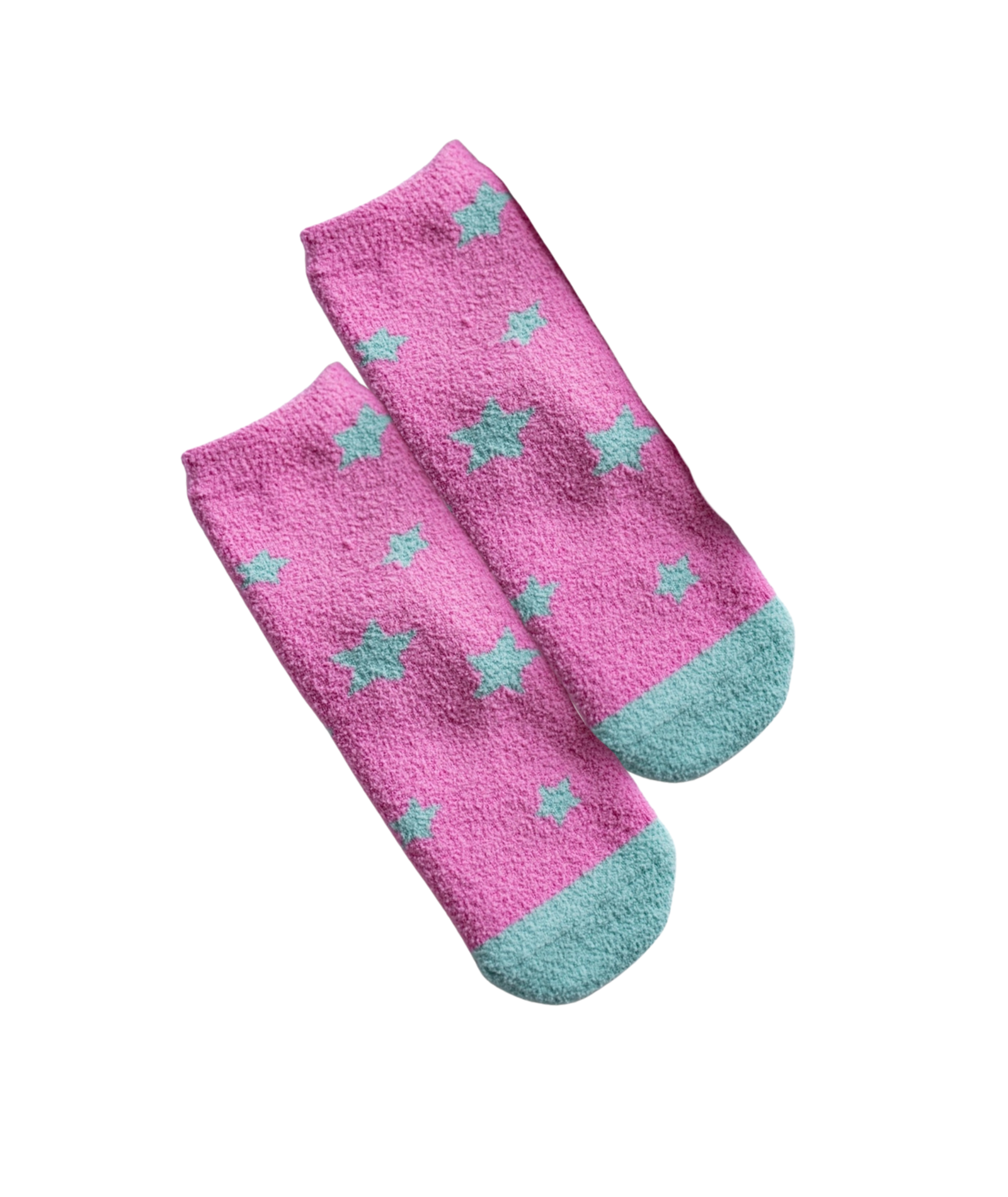 XOXO Fuzzy Socks Pink and Aqua Star Accessories Frankie's Exclusives Pink One Size Fits Most (Y/7-Y/14)