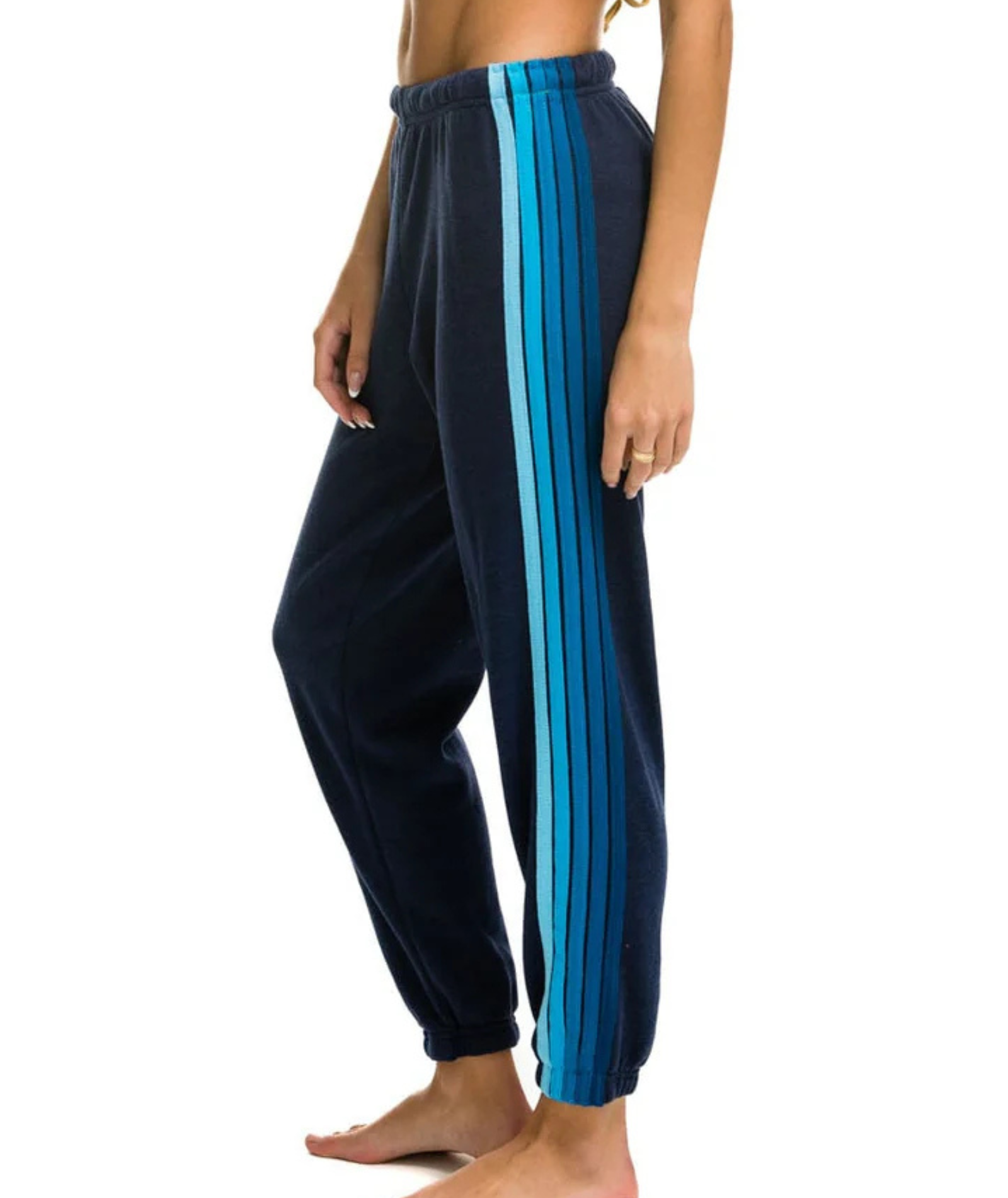 Aviator Nation Women 5 Stripe Sweatpants Navy/Blue Womens Casual Bottoms Aviator Nation Navy Juniors/Women XS