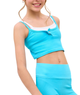 Patty Double Layer Crop Cami Tank Girls Casual Tops Malibu Sugar New Sky Blue One Size Fits Most (Y/7-Y/14)
