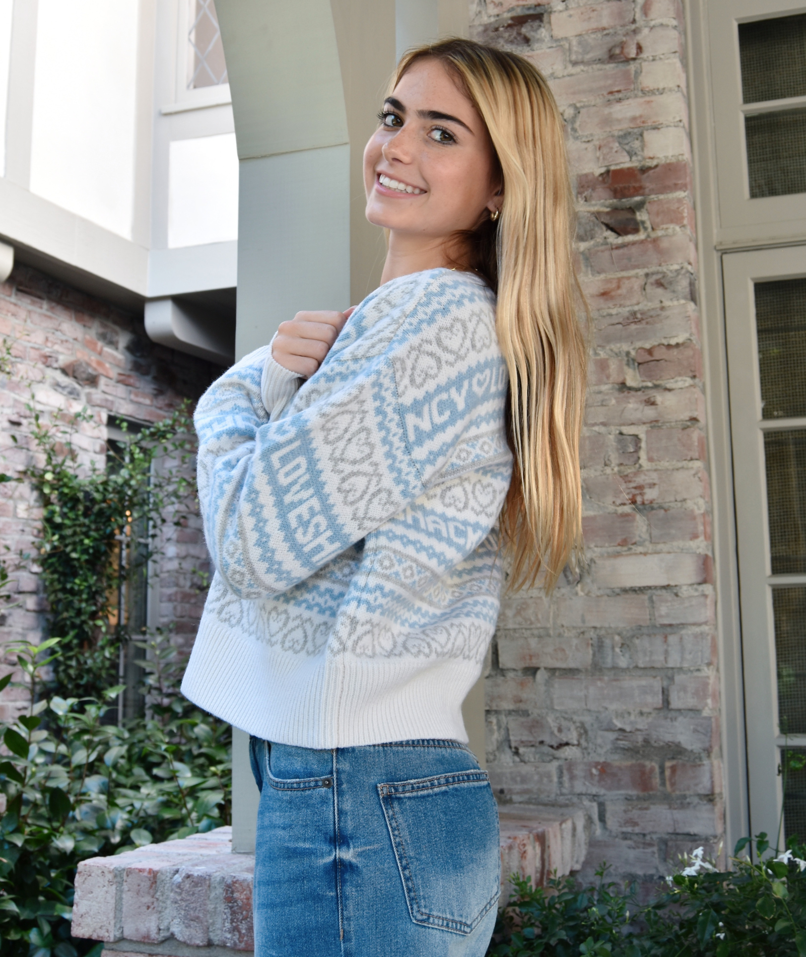 Love Shack Fancy Women Emberly Pullover Winter Haze Womens Casual Tops Love Shack Fancy