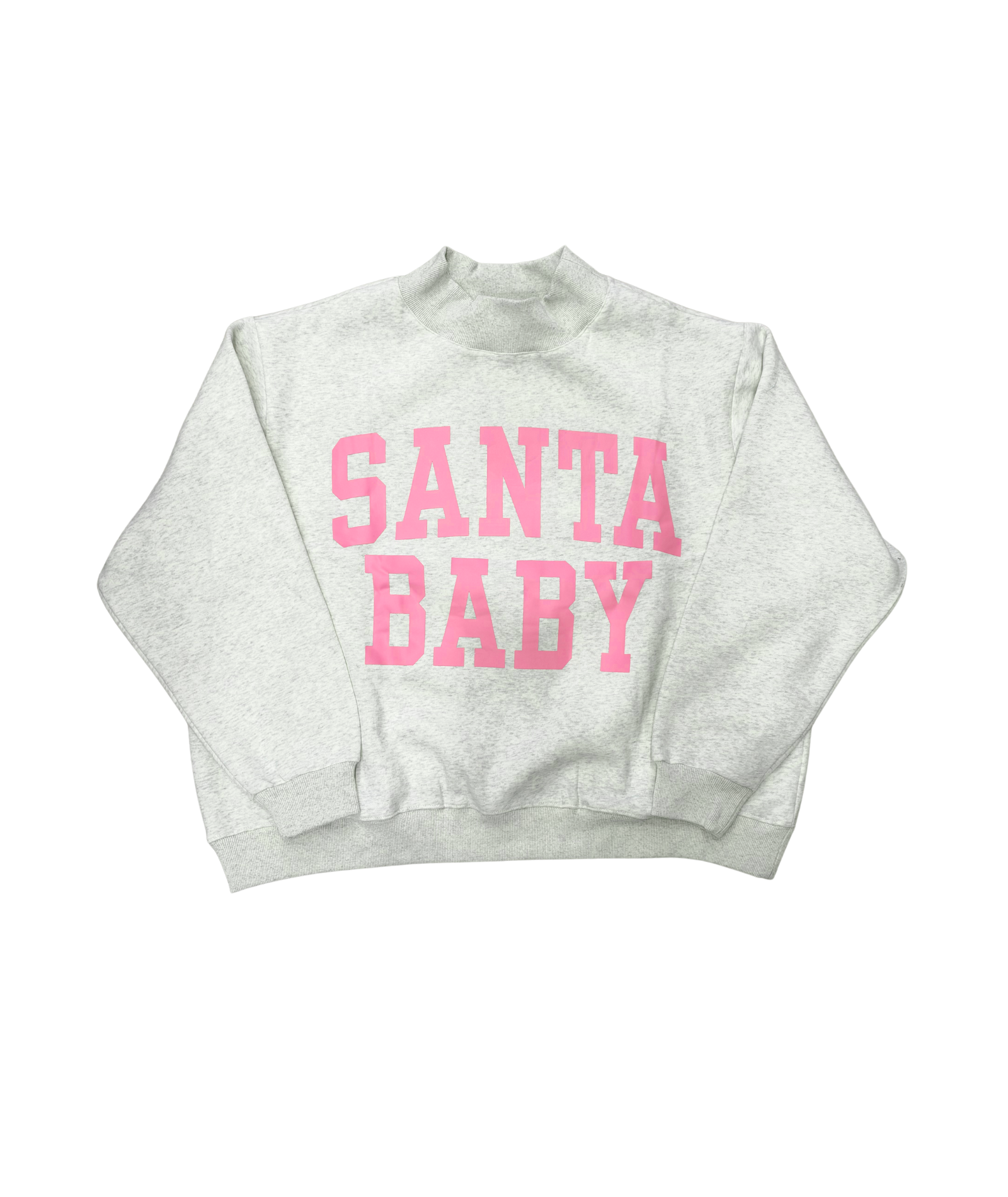 8apart Women Santa Baby/Santa's Favorite Reversible Mock Neck Sweatshirt Womens Casual Tops 8apart Heather Grey Juniors/Women S/M