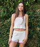 Theme Girl Teddy White With Pink Hearts Pointelle Shorts Girls Casual Bottoms Theme-NYC White Y/S (7/8)