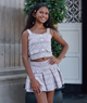 FBZ Girls Lennie Pink Tweed Silver Buttons Tank