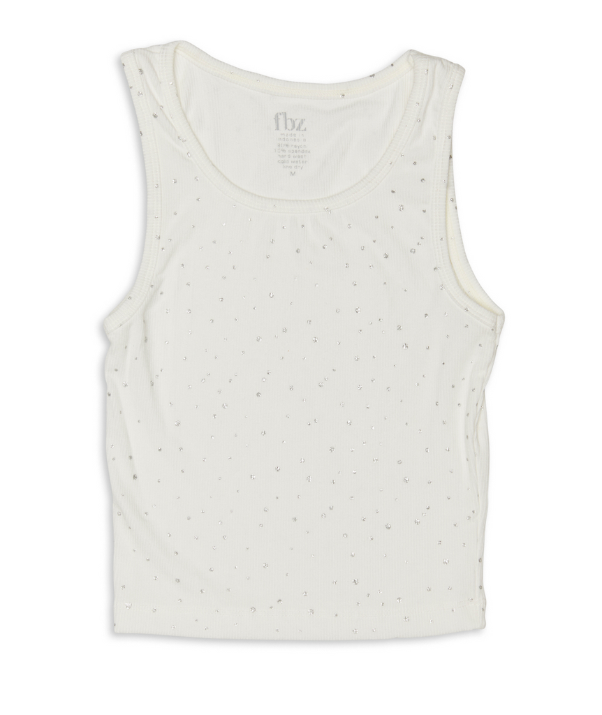 FBZ Girls Kai White Sparkle Tank Girls Casual Tops FBZ Flowers By Zoe