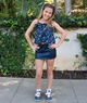 FBZ Girls Avalon Chiffon Navy/Pink Floral Ruffle Cami