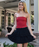 Love Shack Fancy Women Ruffle Mini Skirt Black Womens Casual Bottoms Love Shack Fancy