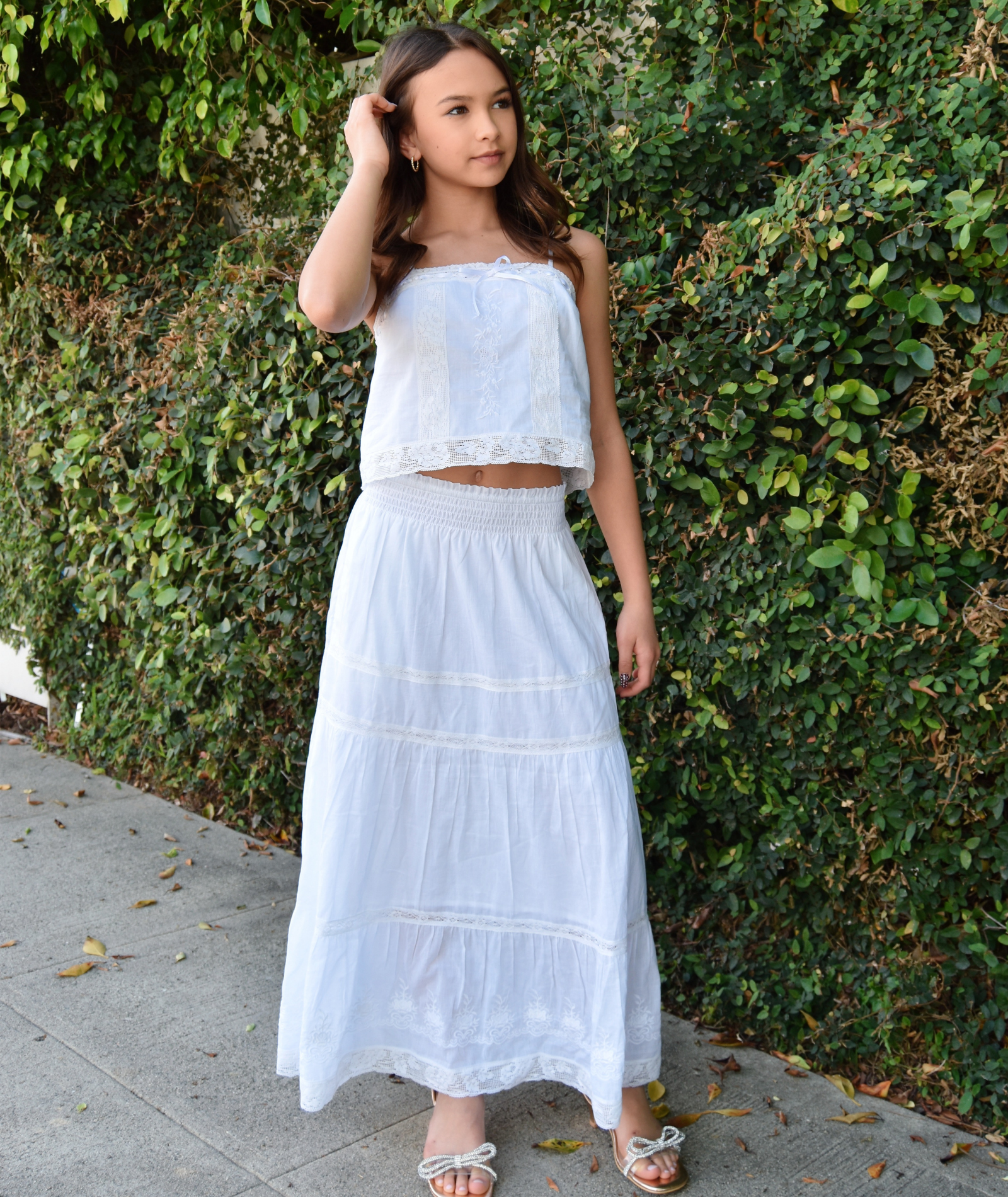 Love Shack Fancy Girls Sampaio Skirt White