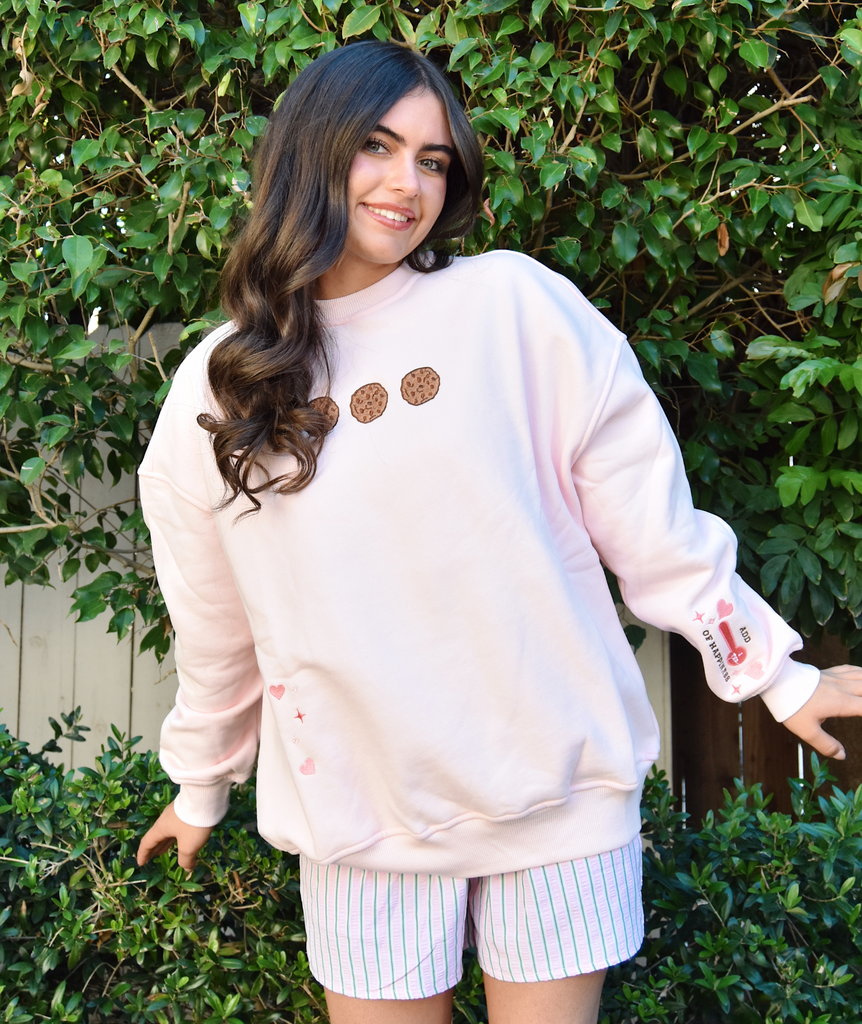 Sunkissed Coconut Juniors Embroidered Chocolate Chip Cookie Recipe Sweatshirt Womens Casual Tops Frankie's Exclusives   