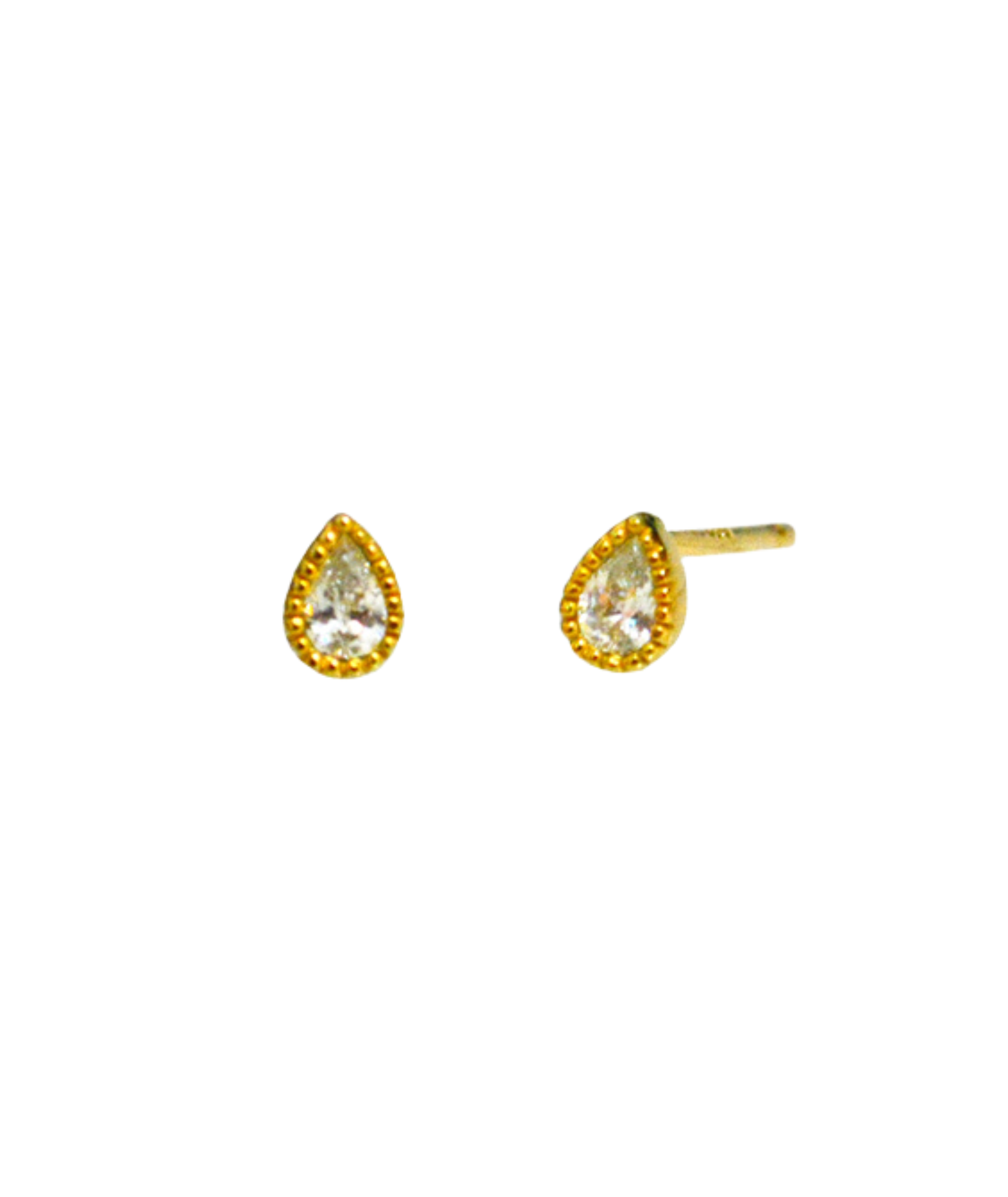 TAI CZ Small Teardrop Studs Jewelry - Trend TAI Gold