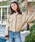 8apart Women Korey Cropped Khaki Jacket Womens Casual Tops 8apart