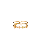 TAI Pastel Multi Flower and Pearl Adjustable Double Ring Jewelry - Trend TAI Gold