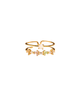 TAI Pastel Multi Flower and Pearl Adjustable Double Ring Jewelry - Trend TAI Gold