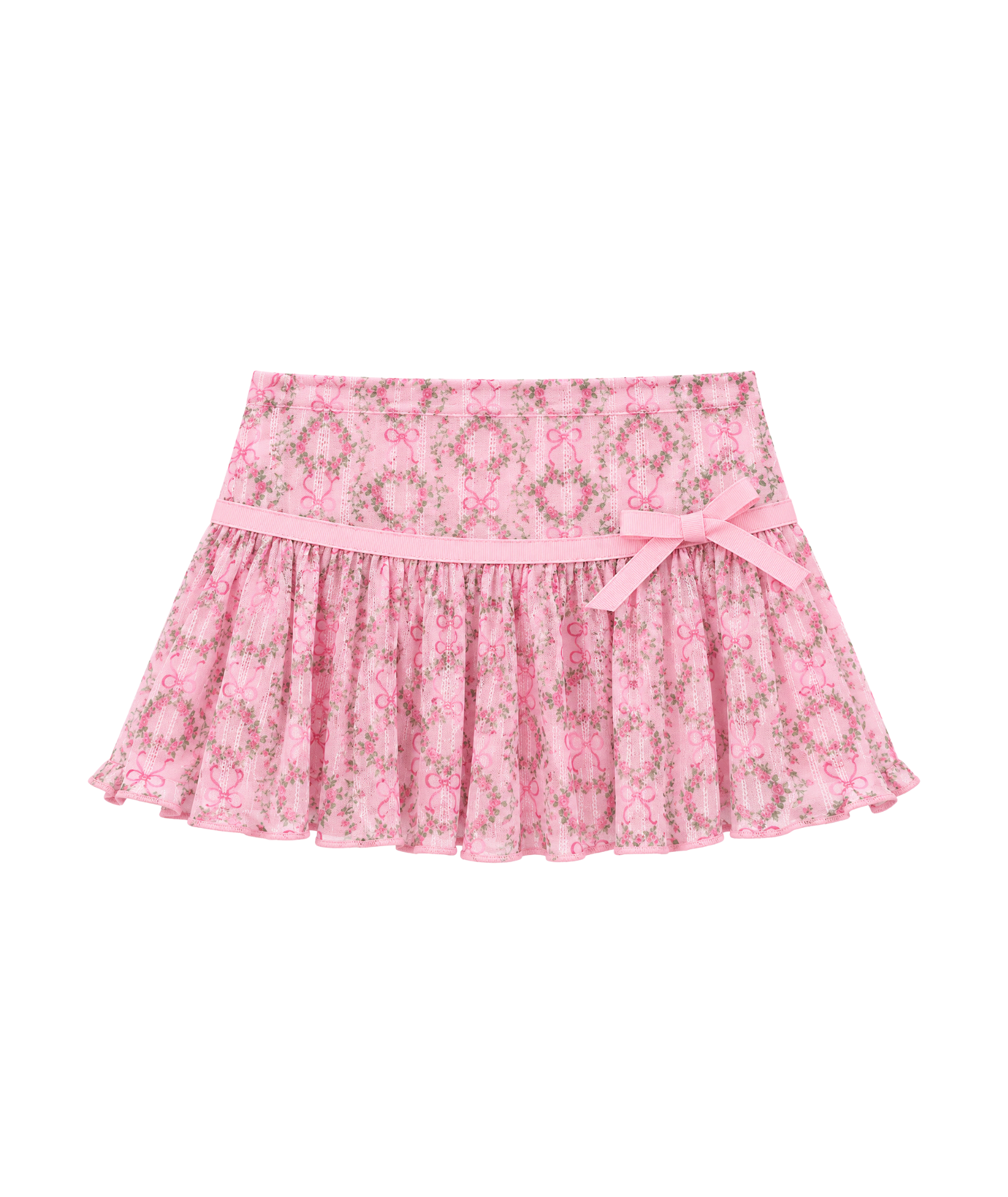 Katie J NYC Girls Elisa Skort Pink Sweetheart Floral Girls Casual Bottoms Katie J NYC Floral Y/S (7/8)
