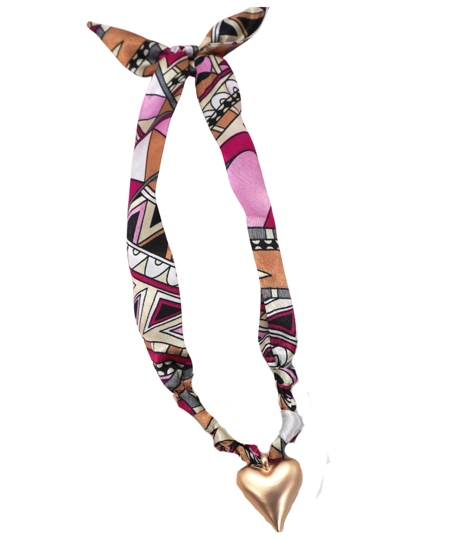 Frankie's Exclusives Josie Scarf Charm Necklace Puffy Heart Pinks Jewelry - Trend Frankie's Exclusives Multi