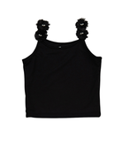 FBZ Girls Zelda Rosettes Tank Girls Special Tops FBZ Flowers By Zoe Black Y/S (7/8)