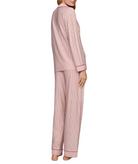 Eberjey Women Gisele Printed Long PJ Set Duo Stripe Holly Red With Ribbon Accessories Eberjey