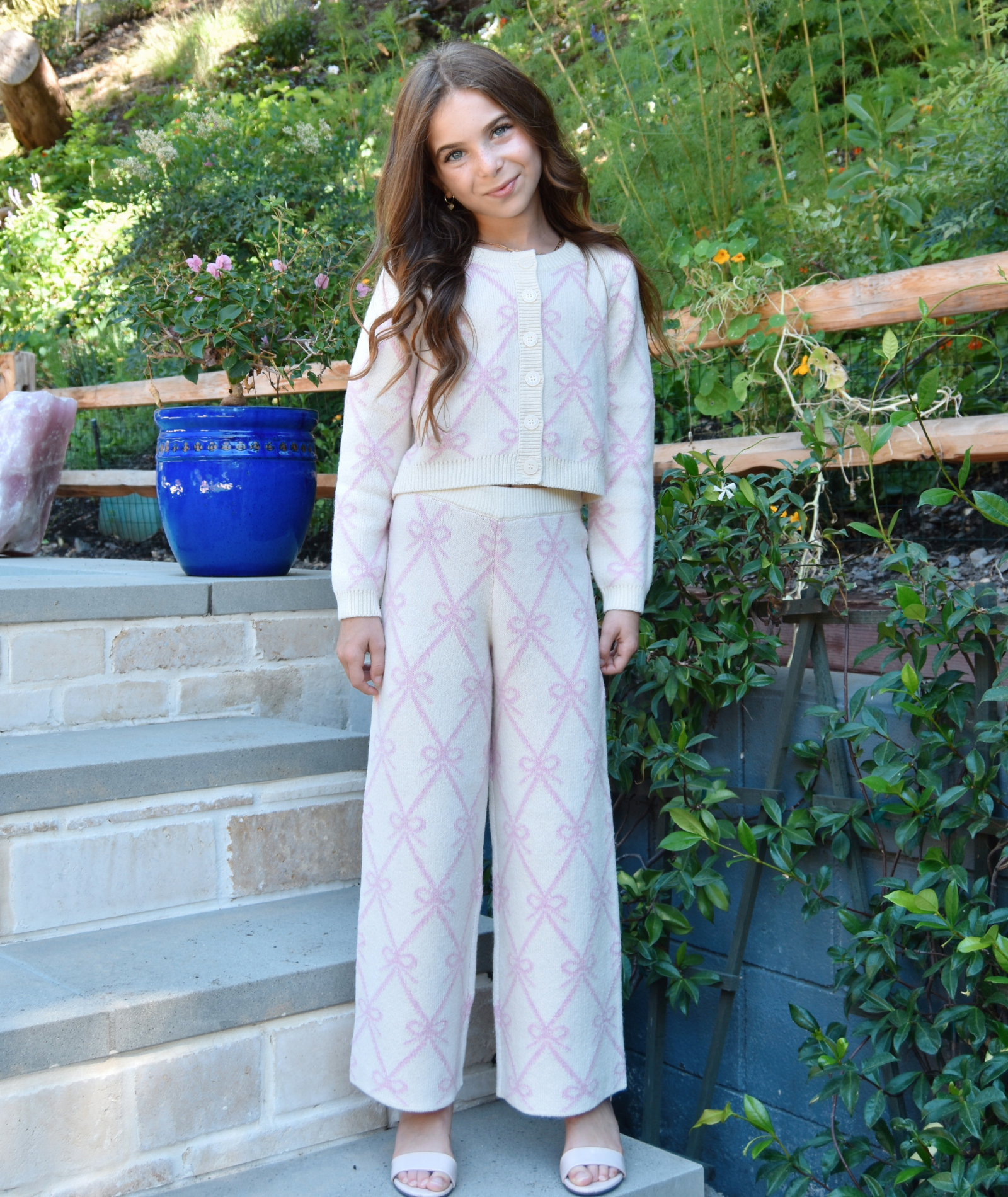 Love Shack Fancy Girls Kisa Pants Milk Rose Girls Casual Bottoms Love Shack Fancy Pink Y/S (7/8)