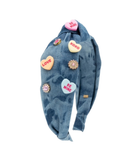 Bari Lynn Knot Headband Denim Conversation Hearts and Jewels Accessories Bari Lynn Denim