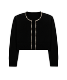 Katie J NYC Girls Kitty Pearl Trim Cardigan Girls Casual Tops Katie J NYC Black Y/S (7/8)