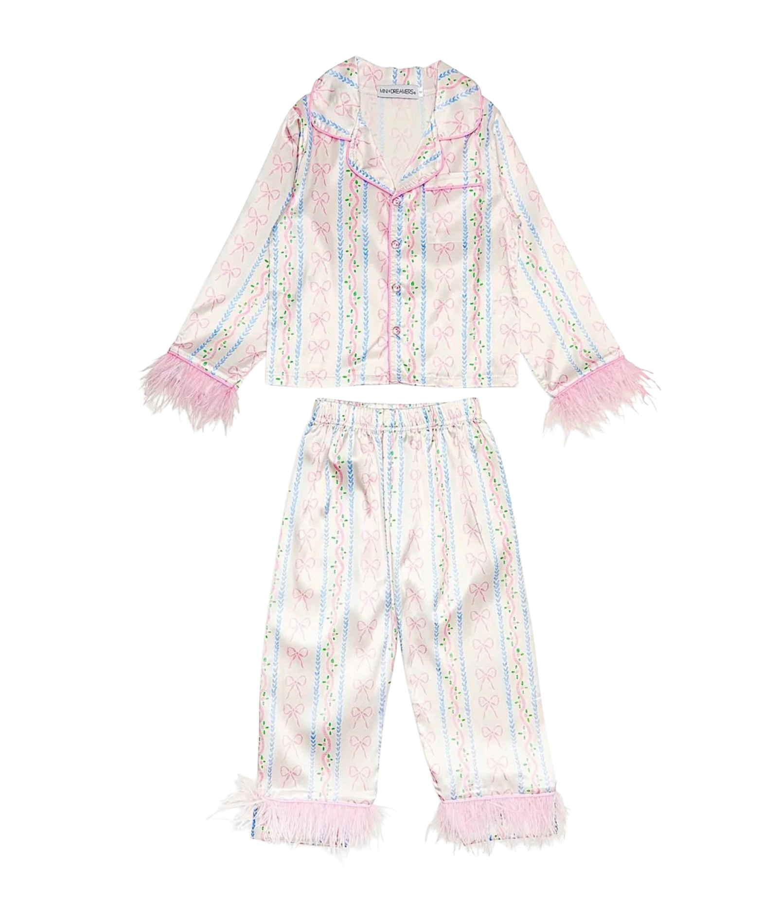 Mini Dreamers Girls All Tied Up Long Feather Silky Set