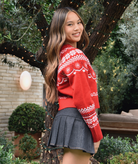 Love Shack Fancy Women Shantae Cardigan Red Velvet Truffle Womens Casual Tops Love Shack Fancy