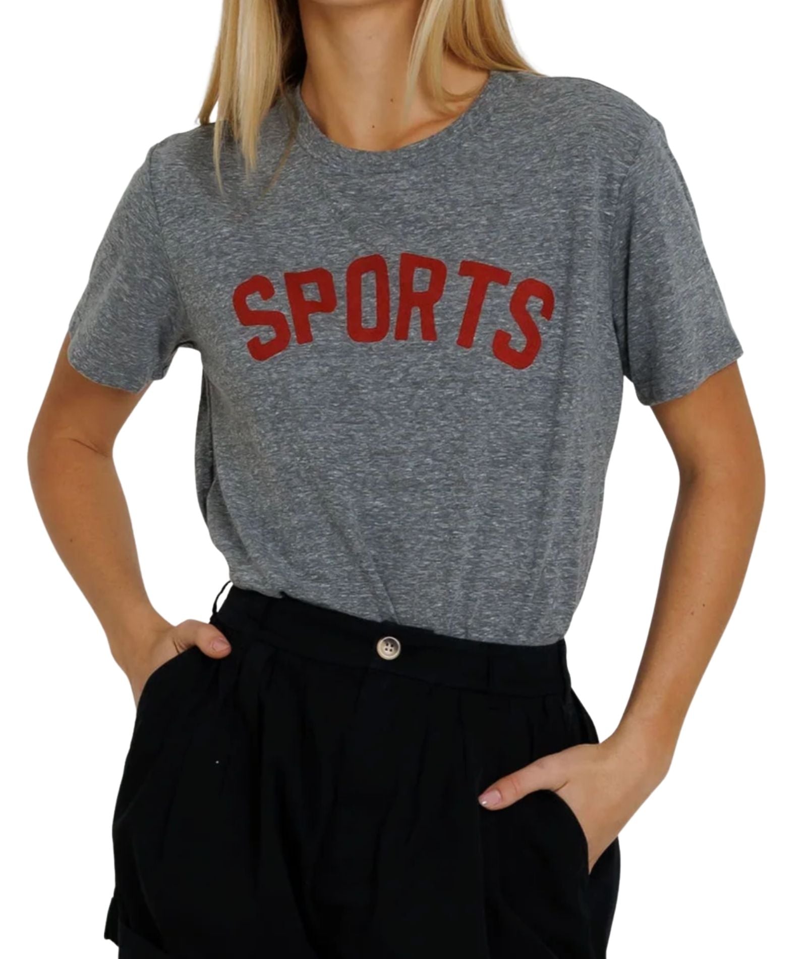 Sunny Somewhere Women Red Sports Everyday Tee Womens Casual Tops Sunny Somewhere Heather Grey Juniors/Women XS