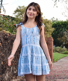 FBZ Girls Landry Blue Floral Stripe Lace Dress Girls Casual Dresses FBZ Flowers By Zoe