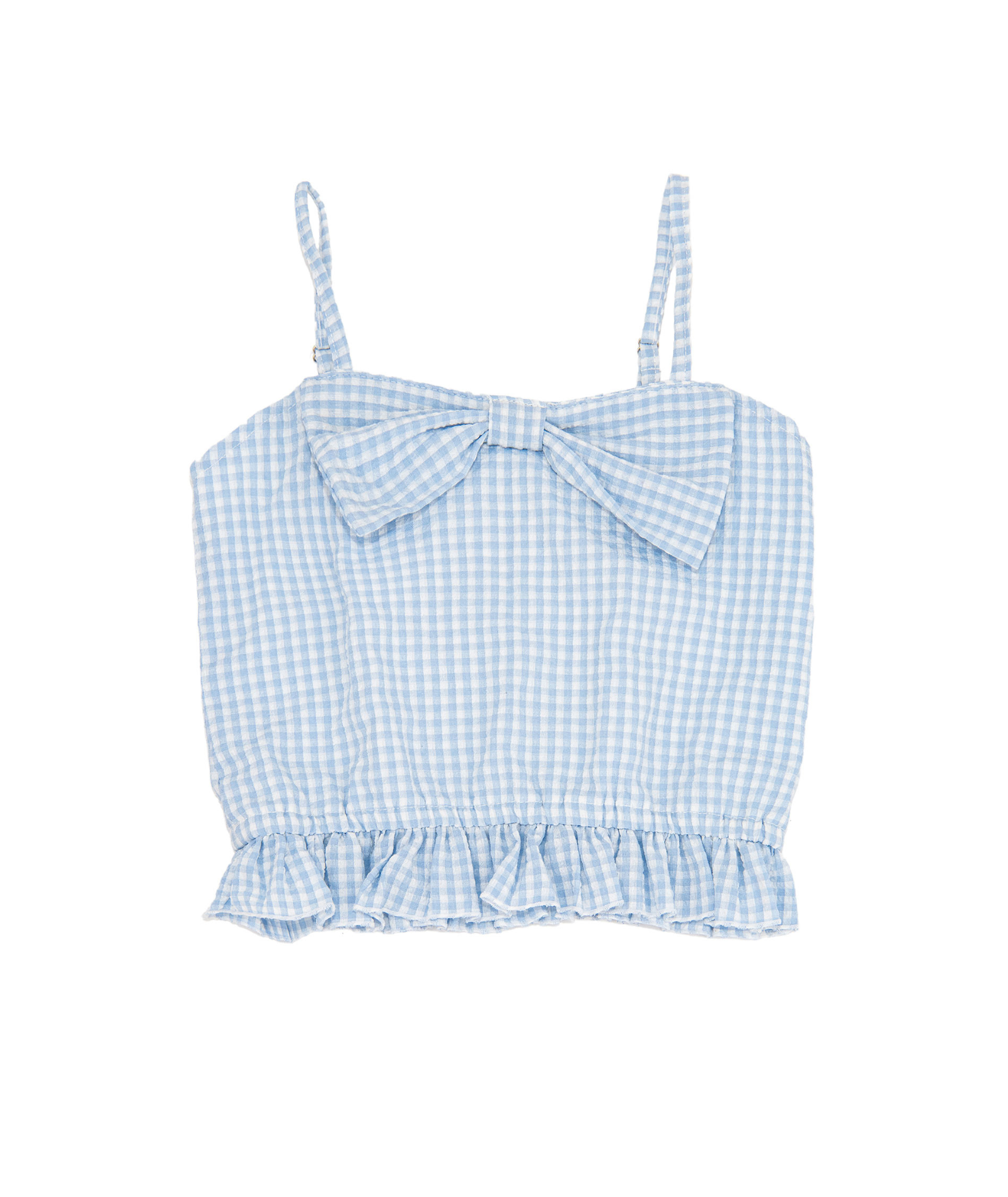 FBZ Girls Saylor Blue Gingham Bow Top