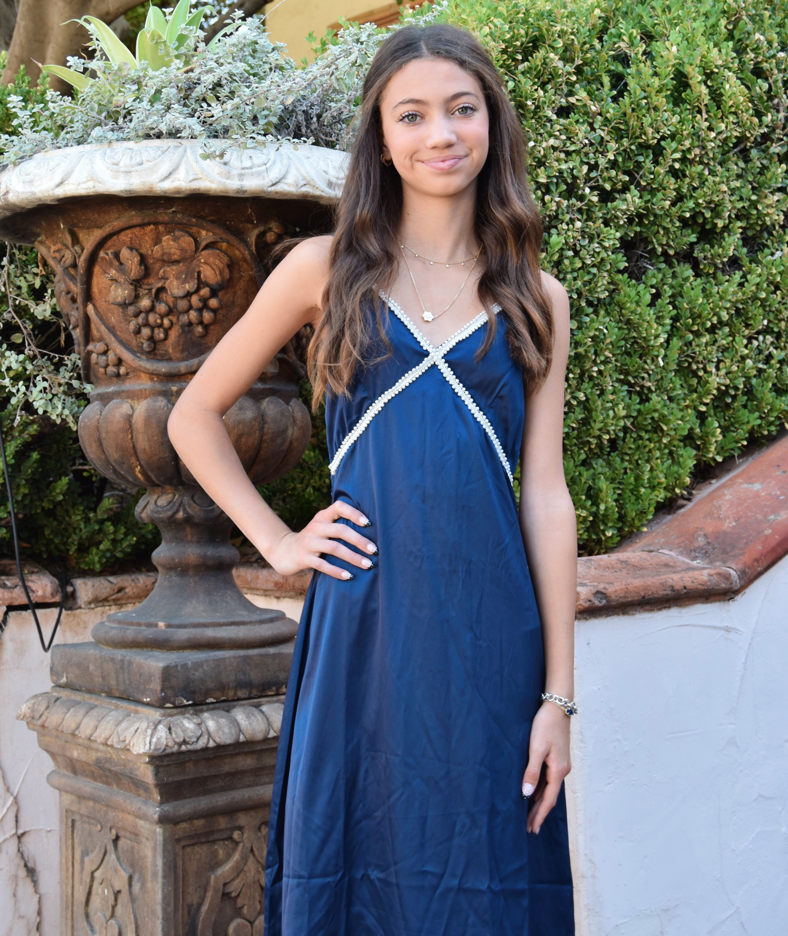 Theme Girls Miller Satin Lace Trim Maxi Dress Girls Casual Dresses Theme-NYC Navy Y/M (10)