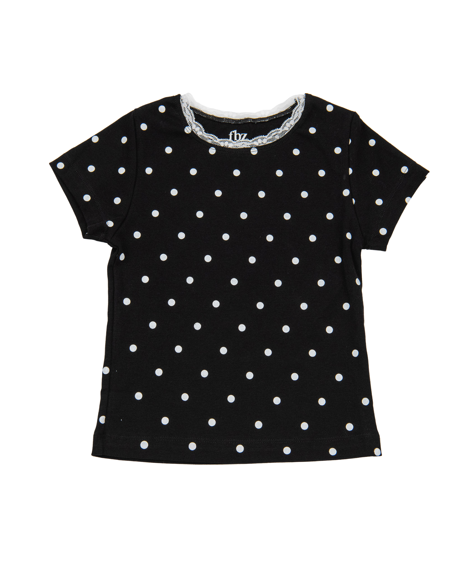 FBZ Girls Ollie Polka Dot Lace Tee Girls Casual Tops FBZ Flowers By Zoe Black Y/S (7/8)