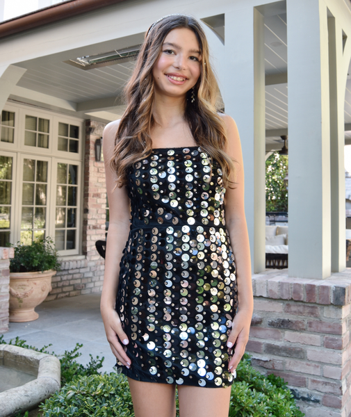 Theme NYC Girls Davie Black Disco Sequin Dress Black / Juniors/Women 1