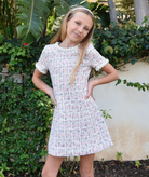 Katie J NYC Girls Emmylou Pink Multi Boucle Dress Girls Special Dresses Katie J NYC Multi Y/S (7/8)