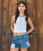 FBZ Girls Lele Denim Crochet Shorts Girls Denim FBZ Flowers By Zoe Denim Y/XS (6X)