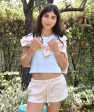 Katie J NYC Girls Tucker Low Waisted Shorts Girls Casual Bottoms Katie J NYC Baby Pink Y/S (7/8)