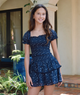 Katie J NYC Girls Lainey Dress Evening Blue/Garden Bloom