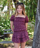 Katie J NYC Girls Bianca Skirt Burgundy Floral Girls Casual Bottoms Katie J NYC Floral Y/S (7/8)
