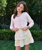 Love Shack Fancy Girls Jayne Cardigan Petal Meringue Girls Casual Tops Love Shack Fancy