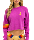 Aviator Nation Women Bolt Rugby Stitch Crop Crew Magenta/Orange Yellow Womens Casual Tops Aviator Nation