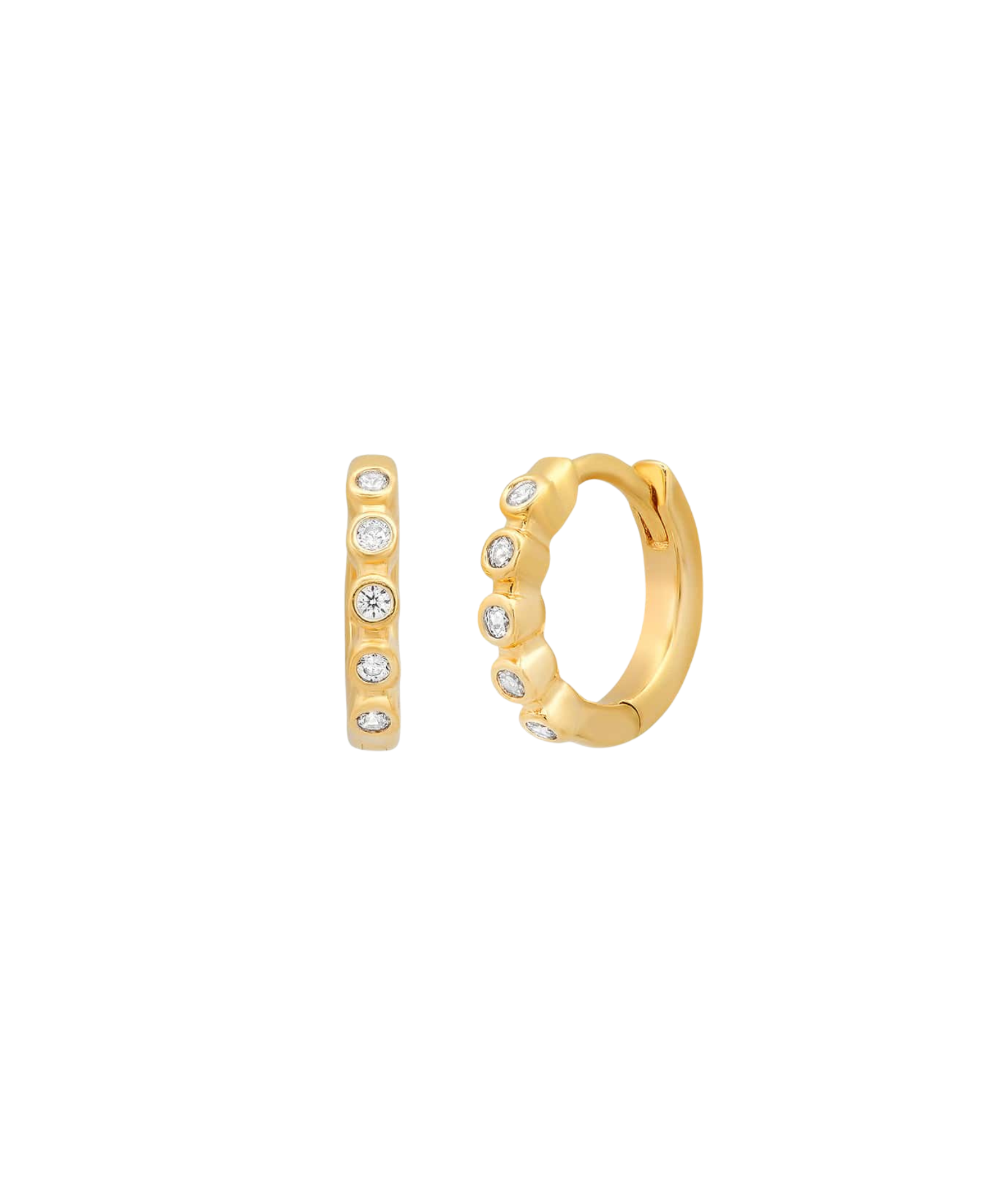 TAI All Around CZ Mini Gold Huggies Jewelry - Trend TAI Gold