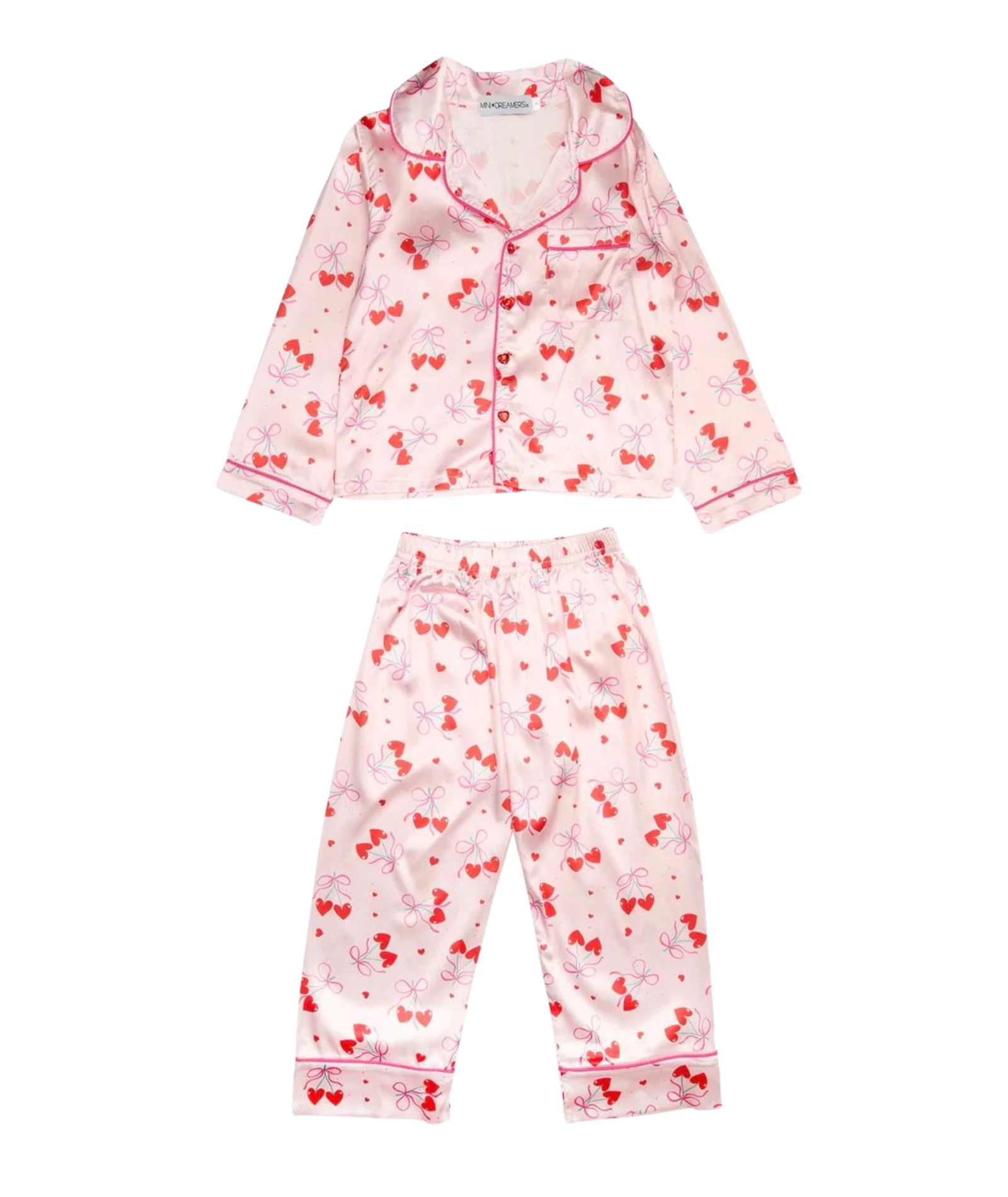 Mini Dreamers Girls Cherry Bows Pants Silky Set