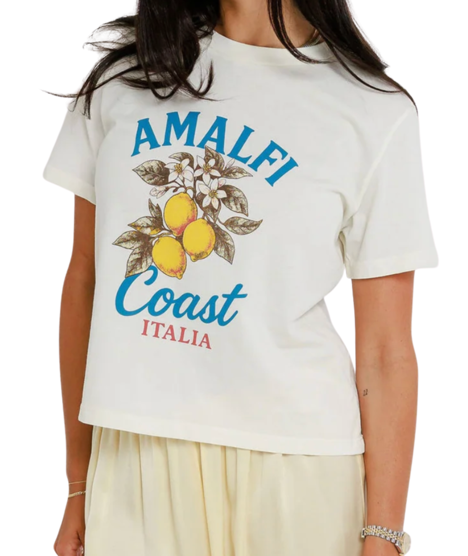 Sunny Somewhere Women Amalfi Coast Italia Everyday Tee Womens Casual Tops Sunny Somewhere White Juniors/Women XS