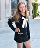Gold Rush NYC Girls Addison Bow Cardigan Girls Casual Tops Gold Rush NYC Black/Ivory Y/S (7/8)