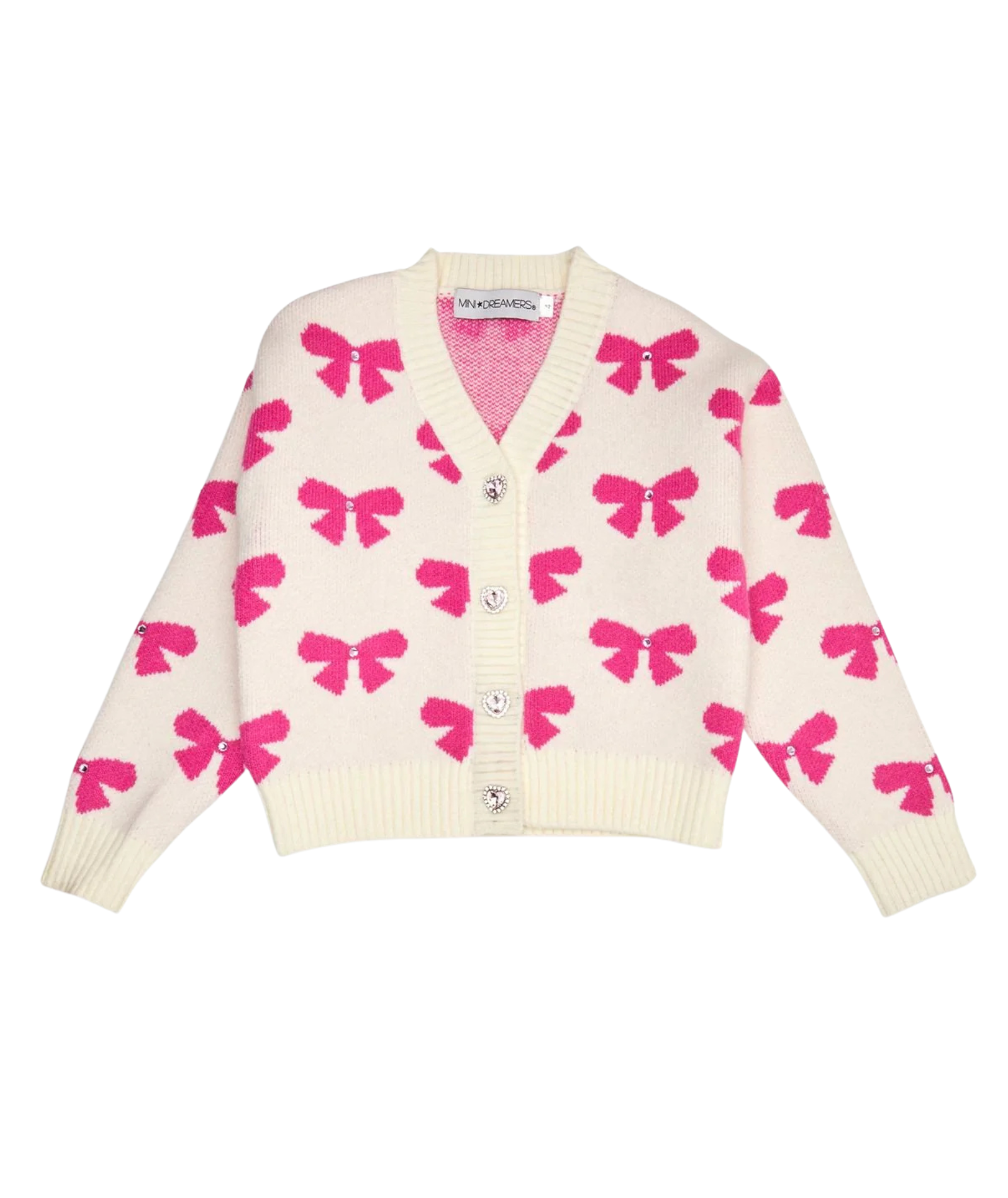 Mini Dreamers Girls Maya Bow Cardigan Girls Casual Tops Mini Dreamers White Y/4